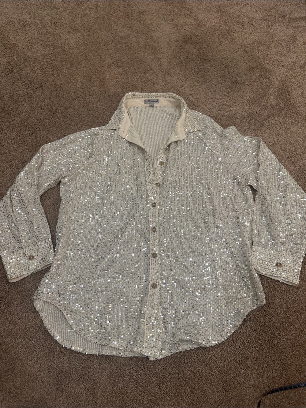 Wishlist Champagne Sequin Button-Front Shirt